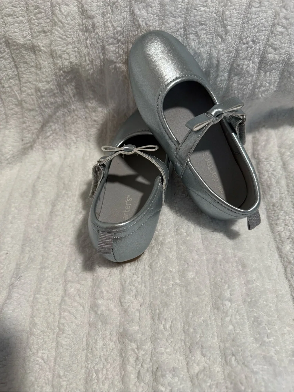 Carter's Girls Silver Mary Jane Bow Dress Shoes